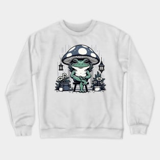 Solitary Frog Embraces the Gentle Rainfall Crewneck Sweatshirt